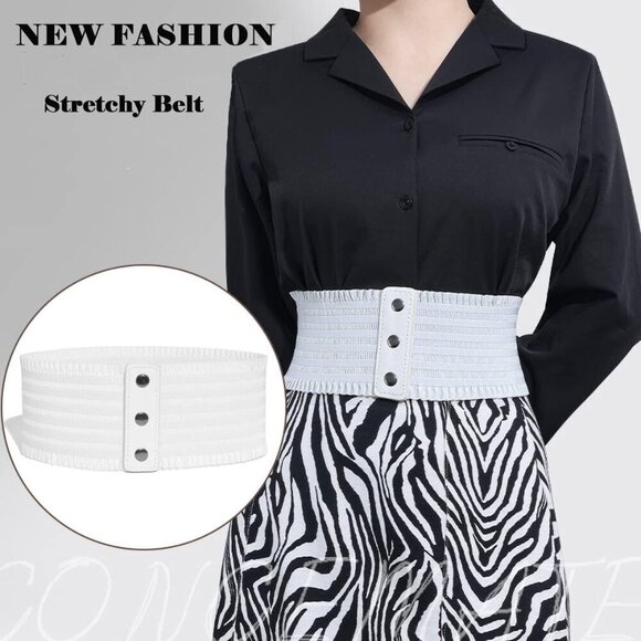 Women's Stretchy Elastic Wide Belt Waist Cincher Corset Dress Accessory - Picture 9 of 9